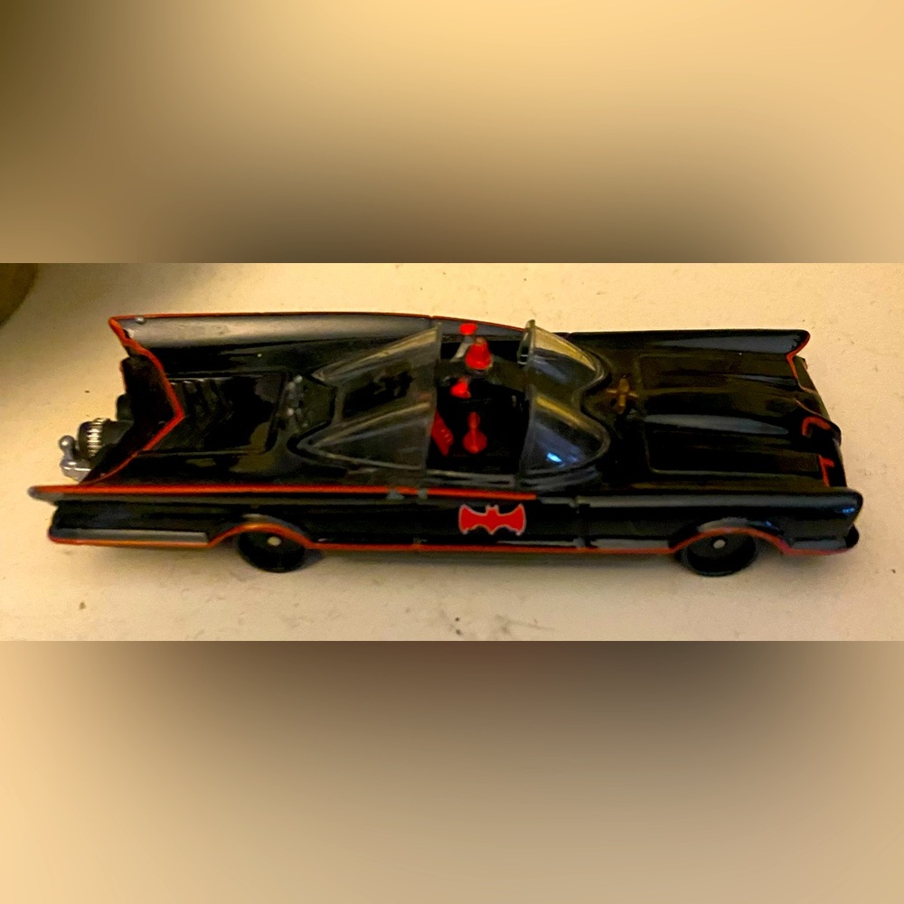 Lot of two old toy cars Batman and McDonald’s Hamburger and one French fry toy